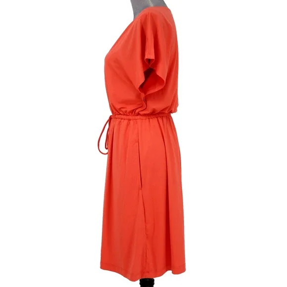 Soma Dress Womens Small Coral Orange Lined Stretch Knit Drawstring Waist New - Picture 5 of 16